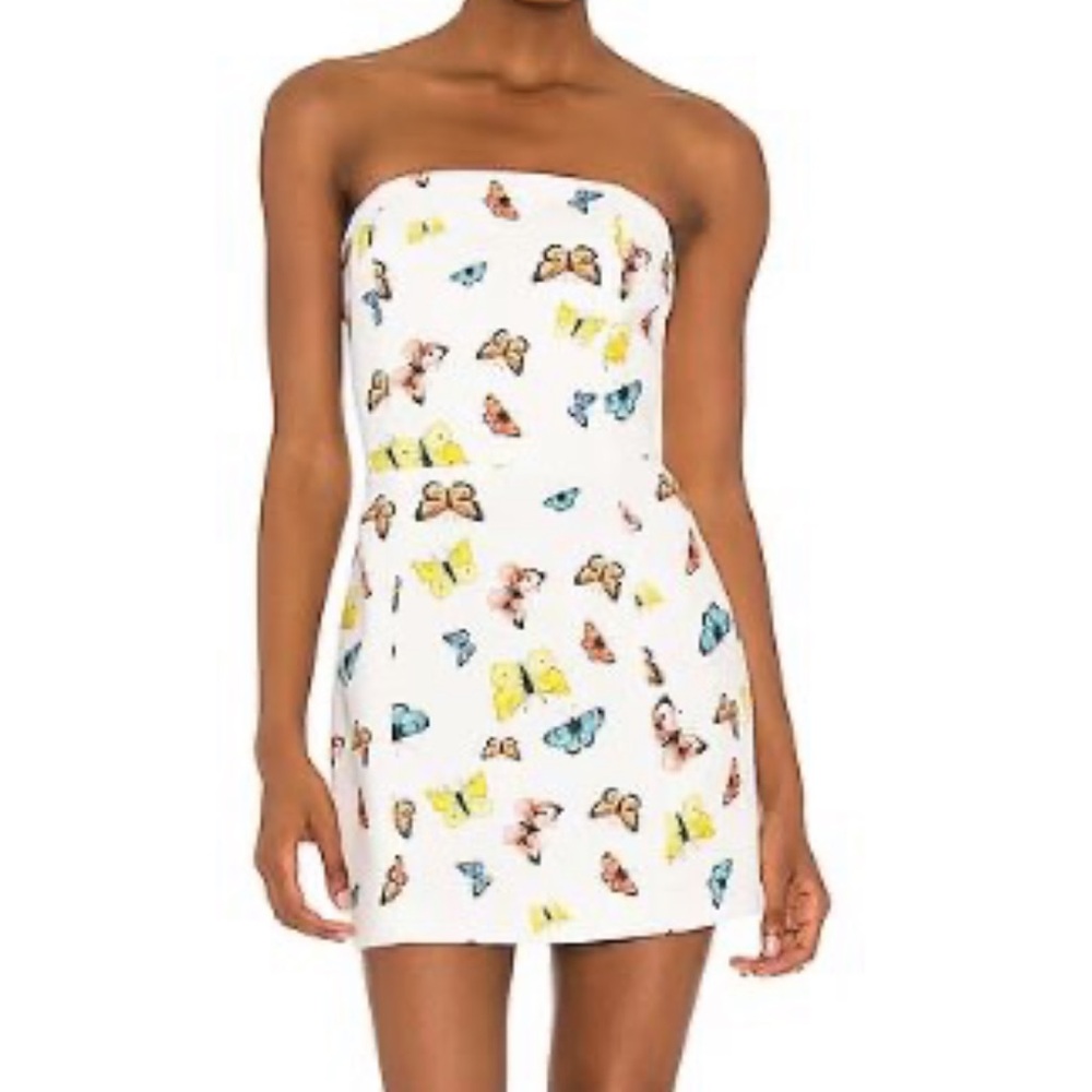 Amanda Uprichard, medium, Butterfly Print Dress with Spaghetti Straps